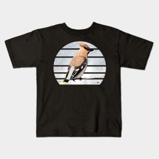 Waxwing Winter Snow Bird Watching Birding Ornithologist Gift Kids T-Shirt
